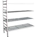 Rayonnage à emboîter aluminium, module d'extension, avec 4 étagères grillagées en plastique, H 1800 x l. 1200 x P 400 mm