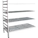Rayonnage à emboîter aluminium, module d'extension, avec 4 étagères grillagées en plastique, H 1800 x l. 1200 x P 500 mm