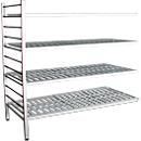 Rayonnage à emboîter aluminium, module d'extension, avec 4 étagères grillagées en plastique, H 1800 x l. 1500 x P 500 mm