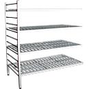Rayonnage à emboîter aluminium, module d'extension, avec 4 étagères grillagées en plastique, H 1800 x l. 1500 x P 600 mm