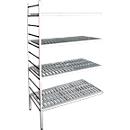 Rayonnage à emboîter aluminium, module d'extension, avec 4 étagères grillagées en plastique, H 1800 x l. 800 mm x l. 600 mm