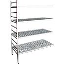 Rayonnage à emboîter aluminium, module d'extension, avec 4 étagères grillagées en plastique, H 1950 x l. 1000 x P 500 mm