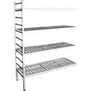 Rayonnage à emboîter aluminium, module d'extension, avec 4 étagères grillagées en plastique, H 1950 x l. 1200 x P 400 mm