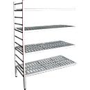 Rayonnage à emboîter aluminium, module d'extension, avec 4 étagères grillagées en plastique, H 1950 x l. 1200 x P 500 mm