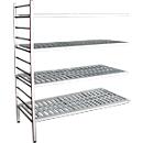 Rayonnage à emboîter aluminium, module d'extension, avec 4 étagères grillagées en plastique, H 1950 x l. 1500 x P 500 mm