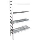 Rayonnage à emboîter aluminium, module d'extension, avec 4 étagères grillagées en plastique, H 1950 x l. 800 x P 400 mm