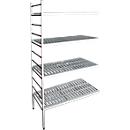 Rayonnage à emboîter aluminium, module d'extension, avec 4 étagères grillagées en plastique, H 1950 x l. 800 x P 600 mm