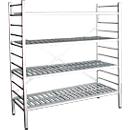 Rayonnage à emboîter aluminium, module de base, avec 4 étagères grillagées en plastique, H 1800 x l. 1200 x P 400 mm