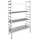 Rayonnage à emboîter aluminium, module de base, avec 4 étagères grillagées en plastique, H 1800 x l. 800 x P 400 mm