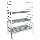 Rayonnage à emboîter aluminium, module de base, avec 4 étagères grillagées en plastique, H 1950 x l. 1000 x P 600 mm