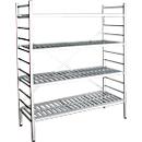 Rayonnage à emboîter aluminium, module de base, avec 4 étagères grillagées en plastique, H 1950 x l. 1200 x P 400 mm