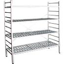 Rayonnage à emboîter aluminium, module de base, avec 4 étagères grillagées en plastique, H 1950 x l. 1500 x P 400 mm