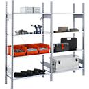 Rayonnage à emboîter FBR 2200, rayonnage complet 2,08 m, 1 module de base et 1 module d’extension avec 8 étagères, H 2013 x l. 2080 x P 600 mm