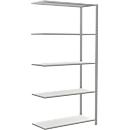 Rayonnage à emboîter MULTIplus150 Express - module d'extension - l. 1000 x P 400 x H 2000 mm - 5 étagères - capacité de charge par étagère 150 kg - acier - gris clair RAL 7035