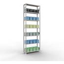 Rayonnage à emboîter MULTIplus150 - utilisable des 2 côtés - module de base - l. 1000 x P 300 x H 3000 mm - 7 étagères - capacité de charge par étagère 150 kg - renforcé par des traverses de longueur - acier - gris clair RAL 7035