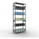 Rayonnage à emboîter MULTIplus150 - utilisable des 2 côtés - module de base - l. 1000 x P 400 x H 2000 mm - 6 étagères - capacité de charge par étagère 150 kg - renforcé par des traverses de longueur - acier - galvanisé