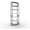 Rayonnage à emboîter MULTIplus150 - utilisable des 2 côtés - module de base - l. 1000 x P 400 x H 3000 mm - 7 étagères - capacité de charge par étagère 150 kg - renforcé par des traverses de longueur - acier - galvanisé