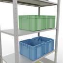 Rayonnage à emboîter MULTIplus150 - utilisable des 2 côtés - module de base - l. 1000 x P 500 x H 2000 mm - 5 étagères - capacité de charge par étagère 150 kg - renforcé par des traverses de longueur - acier - gris clair RAL 7035
