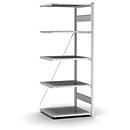 Rayonnage à emboîter Orion Plus - module d'extension - l. 750 x P 600 x H 2000 mm - 5 étagères - capacité de charge par étagère 125 kg - galvanisé