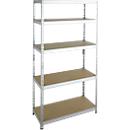 Rayonnage à emboîter pour charges lourdes, rayonnage complet, avec 5 tablettes, 1800x920x300 mm, galvanisé
