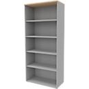 Rayonnage ARLON OFFICE, 5 hauteurs de classeurs, 4 tablettes variables, L 900 x P 450 x H 2000 mm, décor chêne/alu