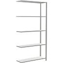Rayonnage d’extension H 2000 x l. 1000 x T 600 mm, gris clair, avec 5 tablettes
