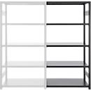 Rayonnage emboîtable ORDO Business - acier - élément d'extension – modulaire – charge admissible 1200 kg - l. 1010 x P 435 x H 2000 mm - avec 5 tablettes – noir profond mat RAL 9005