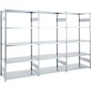 Rayonnage emboîtable ORDO Industry - acier - 1 élément de base + 2 éléments d'extension – modulaire – charge admissible 1200 kg - l. 2330 x P 635 x H 2000 mm - avec 15 tablettes – galvanisé