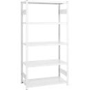 Rayonnage emboîtable ORDO Professional - acier - élément de base – modulaire – charge admissible 1200 kg - l. 1060 x P 435 x H 2000 mm - avec 5 tablettes – blanc trafic RAL 9016