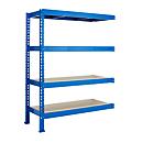 Rayonnage longue portée - module d'extension - l. 1525 x P 600 x H 2000 mm - 4 étagères - capacité de charge par étagère 500 kg - laqué époxy - bleu ciel RAL 5015