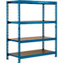 Rayonnage longue portée - module de base - l. 1600 x P 800 x H 2000 mm - 4 étagères - capacité de charge par étagère 500 kg - laqué époxy - bleu ciel RAL 5015
