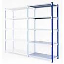 Rayonnage universel à emboîter, module d'extension, 5 tablettes en tôle d’acier, capacité de charge 125 kg, l. 1000 x H 2000 x P 400 mm
