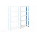 Rayonnage universel à emboîter, module d'extension, 5 tablettes grillagées, cap. du compartiment 115 kg, l. 1250 x H 2000 x P 400 mm