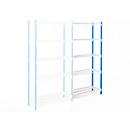 Rayonnage universel à emboîter, module d'extension, 5 tablettes grillagées, cap. du compartiment 76 kg, l. 1500 x H 2000 x P 400 mm