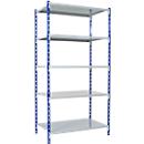 Rayonnage universel à emboîter, module de base, 5 tablettes en tôle d’acier, capacité de charge 125 kg, l. 1000 x P 400 x H 2000 mm