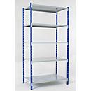 Rayonnage universel à emboîter, module de base, 5 tablettes en tôle d’acier, capacité de charge 200 kg, l. 1000 x H 2000 x P 400 mm