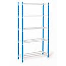 Rayonnage universel à emboîter, module de base, 5 tablettes grillagées, cap. du compartiment 115 kg, l. 1250 x H 2000 x P 400 mm