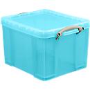 Really useful Box boîte en plastique avec couvercle, 35 litres, turquoise transparent