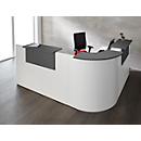 Receptiebalie Come-In - rechtebalie en 90°-hoekelement - met 3 houten bladen - B 1600 mm- wit, wit en/grafiet