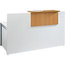 Reception desk Come-In, 1 panel, straight, width 1600 mm, white/beech finish