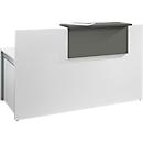 Reception desk Come-In, 1 panel, straight, width 1600 mm, white/graphite grey