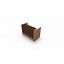 Reception desk Spezia, straight, W 1660 x D 880 x H 1130 mm, Canaletto walnut finish/brown leather