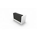 Reception desk Spezia, straight, W 1660 x D 880 x H 1130 mm, white/grey leather