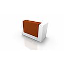Reception desk Spezia, straight, W 1660 x D 880 x H 1130 mm, white/orange