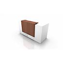 Reception desk Spezia, straight, W 2060 x D 880 x H 1130 mm, white/Canaletto walnut finish