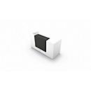 Reception desk Spezia, straight, W 2060 x D 880 x H 1130 mm, white/grey leather
