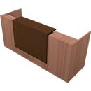 Reception desk Spezia, straight, W 2460 x D 880 x H 1130 mm, Canaletto walnut finish/brown leather