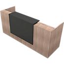 Reception desk Spezia, straight, W 2460 x D 880 x H 1130 mm, elm finish/grey leather