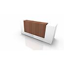 Reception desk Spezia, straight, W 2460 x D 880 x H 1130 mm, white/Canaletto walnut