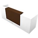 Reception desk Spezia, straight, W 2860 x D 880 x H 1130 mm, white/brown leather